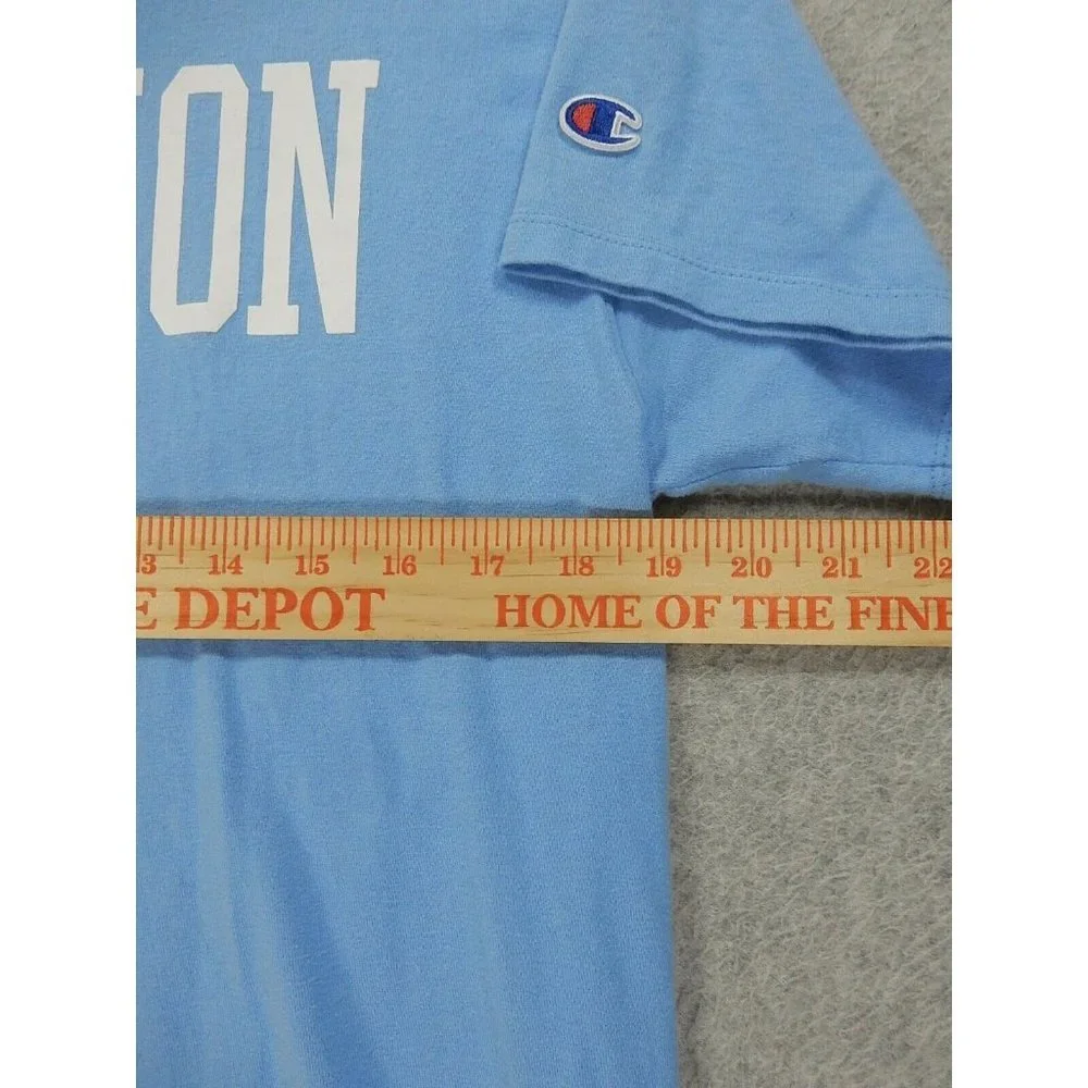 Champion Chest Logo Short Sleeve Crew Tee Shirt (Mens Medium) Sky‎ Blue - Picture 6 of 9